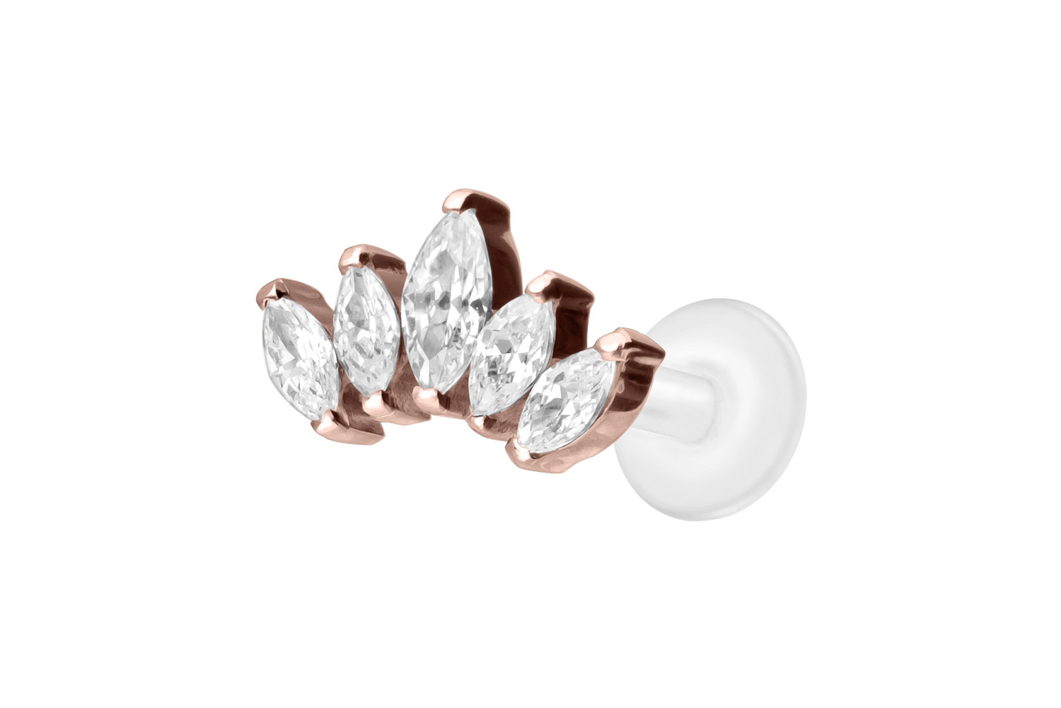 PTFE Labret Piercing mit Innengewinde + Titan-Aufsatz LOTUSBLÜTE